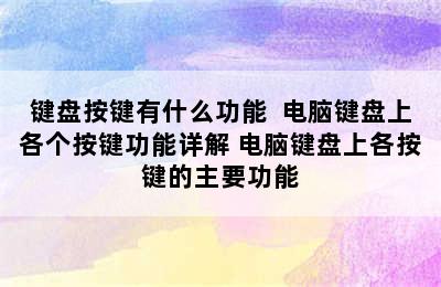 键盘按键有什么功能  电脑键盘上各个按键功能详解 电脑键盘上各按键的主要功能